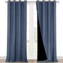 NICETOWN Insulated 100% Blackout Curtains, Noise Reducing Performance Drapes with Black Lining, Full Light Blocking Draperies for Overnight Shift Worker (Stone Blue, 1 Pair, 52 inches x 95 inches)