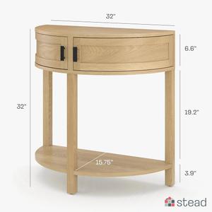 Farmhouse Half Moon Console Tables for Entryway with Storage - Modern Home Decor - Living Room Furniture - Wood Entryway Table with Doors and Black Knobs for Narrow Spaces (Light Brown)