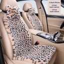 Fluffy Leopard Seat Covers for Cars Front Seat Covers Carseat Front Two Seat Protectors with 2 Neck Pillows for Truck SUV Auto-Beige Leopard Front-6 PCS