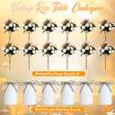 Domensi 6 Sets Wedding Centerpiece for Table Artificial Rose with Vase Fake Bouquets and Metal Pot Floral Arrangements for Mother's Day Holiday Party Event Table Decor (Champagne)