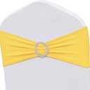 50 Pack Spandex Yellow Chair Sashes Bows Stretch Chairs Bands with Buckles Universal Elastic Chair Ties for Party Celebration Engagement Anniversary Ceremony Events Wedding Decorations