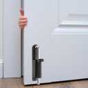 Housoutil Spring Loaded Drop Rod Zinc Alloy Gate Latch with Floor Mount 6.3 Inch Sliding Pin Lock for Double Wood Metal Doors