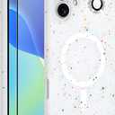 MZELQ for iPhone 16 Case, Compatible with MagSafe, Shower Grey, Shockproof, Drop Proof, Ultra-Slim, Diamond Camera Protector, Screen Protector, Silicone Designed for iPhone 16 Case