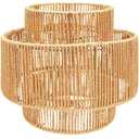 LUCORUSC Hanging Light Lamp Shades Boho Rattan Lamp Shades, Woven LampShades for Floor Lamps Rattan Pendant Lights Boho Lamp Ceiling Light, Plug in Pendant Light Fixtures Hanging Lamp 1.54lb