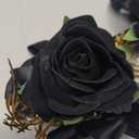2Pcs Corsage and Boutonniere Set Rose Wrist Corsage Wristlet Band for Wedding Flowers Prom Party Homecoming Decoration (Black)