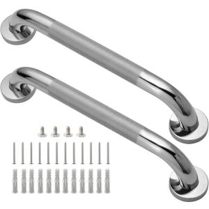 Shower Grab Bar, 2 Pack 16 Inch Bathroom Grab Bar, 1.25" Diameter 304 Stainless Steel Anti-Slip Grab Bars for Bathtubs and Showers, Handicap Shower Grab Bar for Seniors Elderly (Silver)