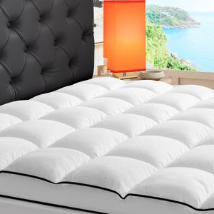 Queen Mattress Topper, Extra Thick Cooling Mattress Pillowtop for Back Pain, Plush Mattress Pad Protector with 8-21 Inch Elastic Deep Pocket 6d Down Alternative Filling (White)