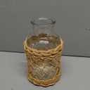 Flower Vases with Wicker Cover Woven Glass Vase Decorative Flower Bottle for Dining Room/Bedroom/Bathroom/Mantel (Willow)