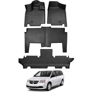 Cartist Floor Mats Fit for 2011-2020 Grand Caravan 7 Seat/ 2008-2016 Town & Country (Stow'n Go Only), All Weather Floor Liners for Grand Caravan Accessories Heavy Duty