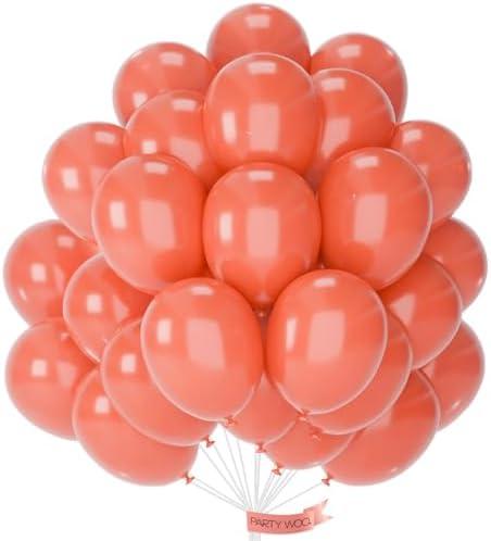 PartyWoo Coral Balloons 50pcs 12 Inch Coral Pink Light Red Latex Helium Balloons for Graduation Wedding Anniversary Baby Shower Gender Reveal Birthday Summer Themed Party Decorations Red-Y22