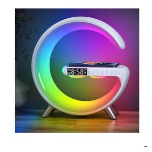 Aeehuck Mini Wireless Speaker with Atmosphere Light, Wireless Charging, Alarm Clock and Bedside Lamp (White)
