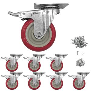 8 Pcs 4 Inch Heavy Duty Casters, (4 casters Load Capacity 2200 lbs) Lockable Swivel Bearing Caster with Brakes for Workbenches, Shelves, Carts, Etc.