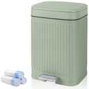 rejomiik Small Bathroom Trash Can with Lid 2.1 Gallon Soft Close Step Slim Garbage Can Waste Bin for Office, Bedroom, Kitchen, Light Green
