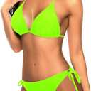 Tempt Me Women Triangle Bikini Sets Halter Two Piece Sexy Swimsuit String Tie Side Bathing Suit (Green, M)