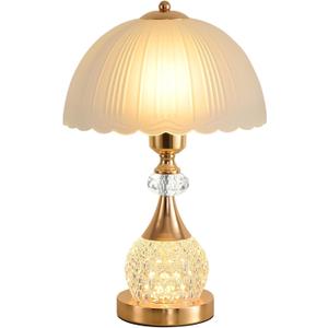 Bedside Table Lamp Petal Light Luxury Crystal Push Button Switch Bedroom Living Room Den Control Dimming Warm Atmosphere Decoration Desk Lamp