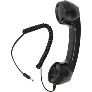 Retro Telephone Handset, 3.5mm Wired Handset Receiver with Microphone and Speaker, Volume Control, 9-Foot Coiled Cord for Smartphones and Computers (Black)