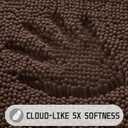 Yimobra Washable Bathroom Rugs, Super Soft & Absorbent Chenille Bath Mat for Floor & Carpet, Quick Dry Non Slip Bath Mat for Tub Shower, 24" x 17",Brown