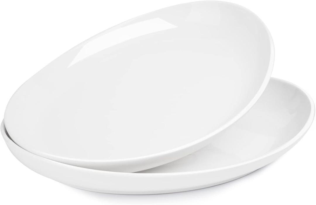 Sweese 2-Pack Porcelain Oval Serving Platters, White High-Grade Durable Professional, 14.5 Inch 2.0 Count