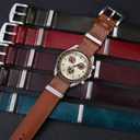 BINLUN Leather Watch Band Crazy Horse Oiled Leather Watch Straps 18mm 19mm 20mm 21mm 22mm 24mm Replacement One-Piece Watchbands for Men and Women Silver & Black Buckle
