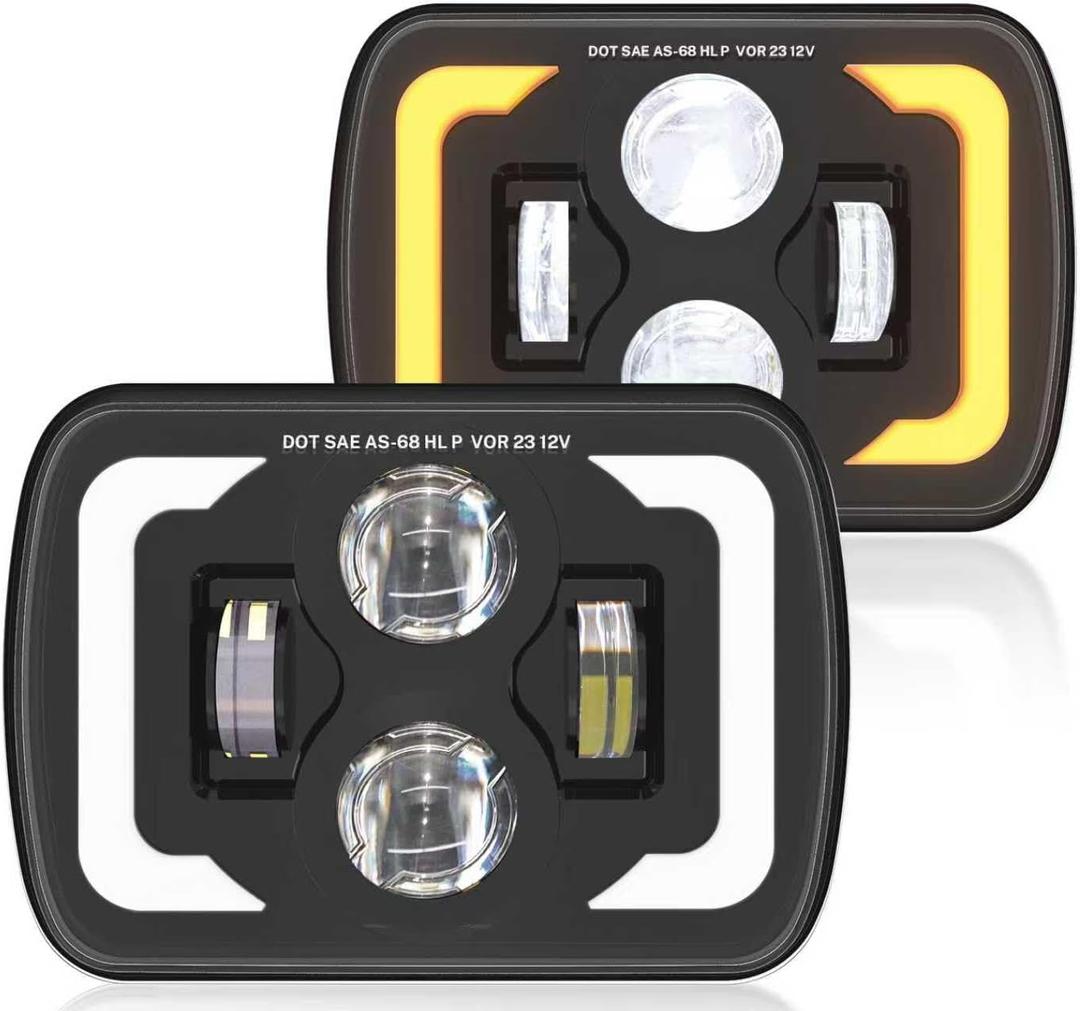 H6054 Led Headlights, 2025 DOT 5x7 Headlights, 7x6 Led Headlight High Lumens Anti-glare DRL Turn Signal Hi/Low Led Sealed Beam for Jeep Cherokee XJ Wrangler YJ Ford Chevy GMC Toyota Nissan Dodge etc