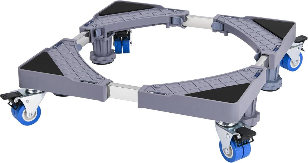 YOOGAA Mini Fridge Stand Adjustable Furniture Mover Mobile Roller Base for Washing Machine, Dryer, Refrigerator, Laundry Pedestal with 4 Strong Feet & Twin Wheels (4 Stronge Feet with Casters)