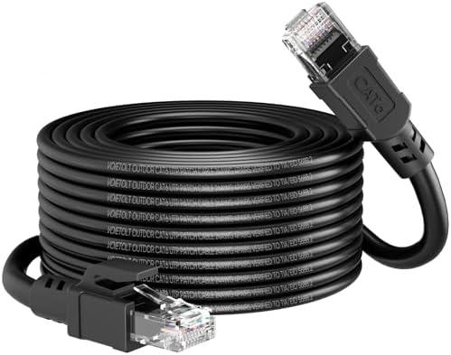 VOIETOLT Cat 6 Outdoor Ethernet Cable 9 ft, 24AWG 10Gbps High Speed Cat6 Ethernet Cable Cord Waterproof Direct Burial LLDPE UV Jacket