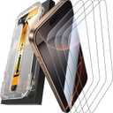 MRGLAS 4-Pack for iPhone 16 Pro Max Screen Protector [6.9"] 9H+ Hardness 12FT Military Grade Shatterproof Long Durable Tempered Glass Film with Flawless Fit Kit, HD Clear, Scratch Resistant