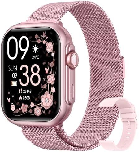 Smart Watches for Women Men Fitness: Smart Watch for iPhone&Android Bluetooth Call with 30 Day+Battery Life SpO2 Sleep Heart Rate Monitor,IP68,Fitness Tracker with 120+Sport,Reloj Inteligente, 2 Bands