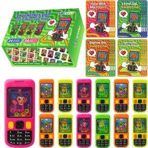 Gocozer 24 Packs Water Ring Games Handheld with Valentine Cards for Kids Birthday Classroom Prize Box Rewards Bulk Party Favors Goodie Bags Preschool Valentine Gifts