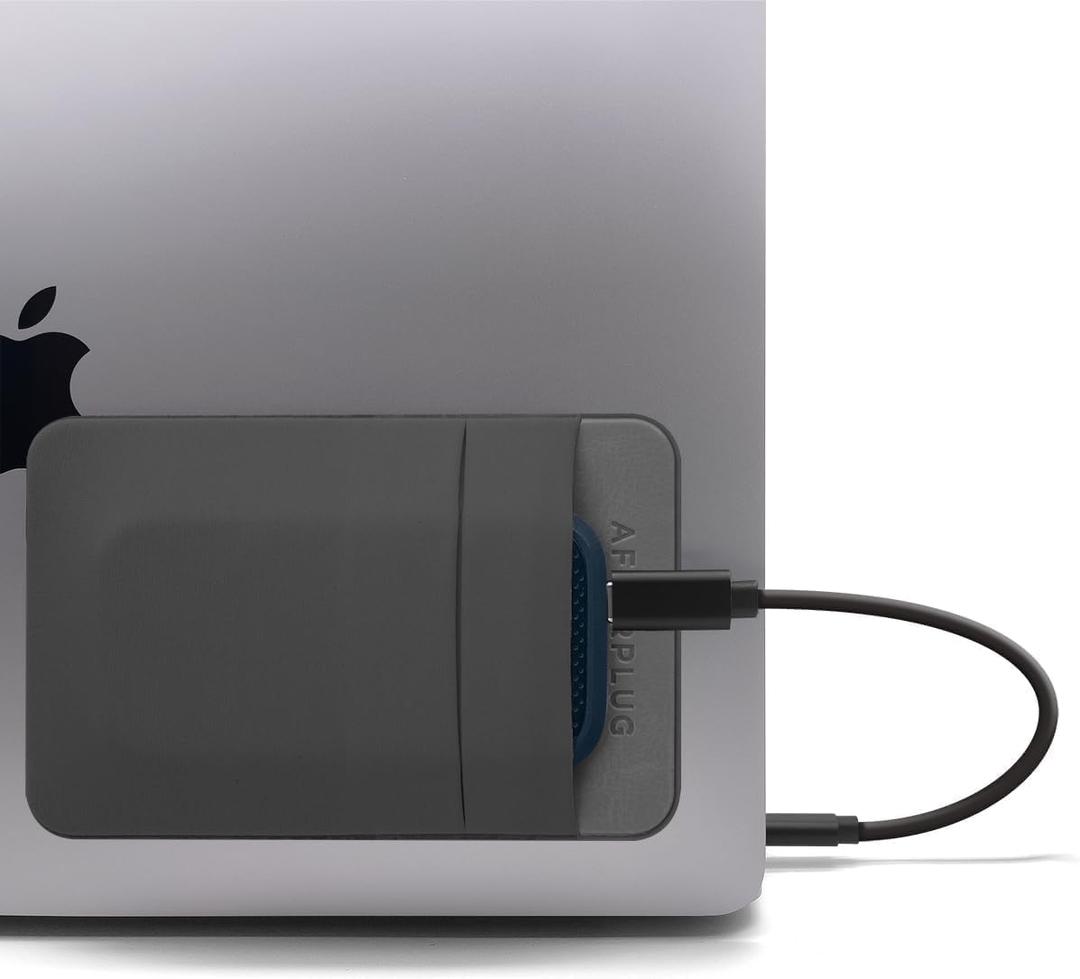 2-Pocket Adhesive Pouch for Laptop, Compatible with External Portable SSD, Magic Mouse, USB Cable and More - Gray
