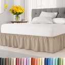 Wrap Around Dust Ruffle Bed Skirt - Cream - for Queen Size Beds with 12 Inch Drop - Easy Fit Elastic Strap - Adjustable Pleated Bedskirt w/Brushed Fabric - Wrinkle Free - for Women, Men, Kids & Teens