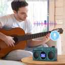 SEMIER Small Digital FM Radio Bluetooth Speaker, Handheld Rechargeable Radio Wireless Speaker, LCD Display, Double Speakers, Headphone Jack, Support USB/Micro SD Card MP3 Play for Home Outdoor (No AM)