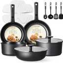 CAROTE 17Pcs Pots and Pans Set Non Stick, Cookware Set Detachable Handle, Nonstick Induction Kitchen Sets Non Stick with Removable Handle, RV Cook Ware, Oven Safe, Black