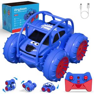 Remote Control Car, Fast Direct Charging RC Cars Amphibious 360 Rotating LED Rechargeable Stunt Car 2.4Ghz 4WD All Terrain RC Race Cars Toy Christmas Birthday Gift for Kids Boys Girls Aged 3-12 years (Blue)