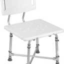 DMI Shower Chair Bath Seat for Tub or Shower Bench for Inside Shower, Made of Aluminum with Plastic Seat, FSA and HSA Eligible, Adjustable Height, Holds Weight Up to 500 Pounds, Bath Chair, White