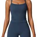 Workout Sets for Women 2 Piece High Waisted Seamless Butt Lifting Shorts Gym Yoga Outfit Stretchy Sports Bra Sets (X-Small, Deep Blue)