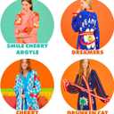 Unisex Colorblock Plush Fleece Bathrobe, Cozy Long Lounge Robe (S)