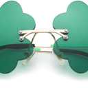 NULOOQ St. Patricks Day Glasses Irish Shamrock Sunglasses Green Four Leaf Clover Leprechaun Costume Accessories (A4* Dark Green Four Leaf Clover)
