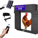 Solar Automatic Chicken Coop Door - Infrared Anti-Pinch Light Sensor & Remote Control Poultry Door for Chicken, Duck & Goose (Black)