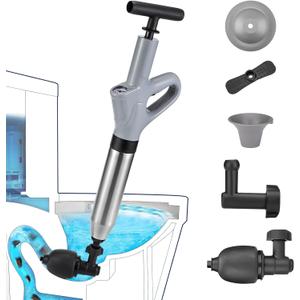 Toilet Plunge Blaster, High Pressure Toilet Plunger, High-Pressure Air Drain Blaster Plunge Blaster Multi-drain Unclogger for Toilets, Bathroom Floor, Drain Sinks and Plumbing Clogs. White