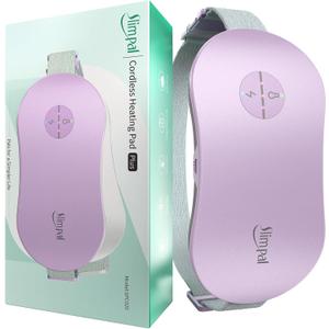 Slimpal Heating Pad for Period Cramps, Portable Cordless Electric Heating Pad for Menstrual Pain Relief, Stocking Stuffers, Rechargeable Wearable Heat Pad for Her Women Girl, Purple (SPC020)