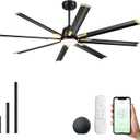 Minislak 72 Inch Ceiling Fan with Light,Industrial Ceiling Fan with 8 Aluminium Blades,Black Gold Smart Fan Compatible with Alexa,Garage Outdoor Indoor Fan for Patio and Living Room