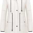 CREATMO US Women's Long Winter Coat Warm Waterproof Puffer Jacket Snow Quilted Bubble Parka with Hood 2XL