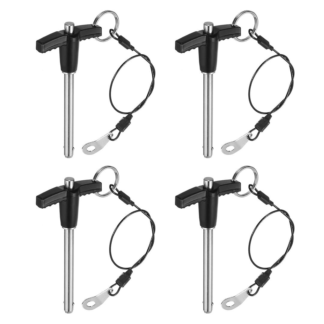 uxcell 4Pcs T Handle Lock Pins, 6mm x 50mm Usage Length Stainless Steel Push-Button Quick Release Pin