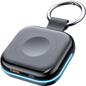 HUOTO Portable Charger for Apple Watch,Wireless Magnetic iWatch Charger 1200mAh Power Bank Travel Keychain Accessories Smart Chargers for Apple Watch Series 10/9/8/7/6/SE/5/4/3/2/1/UItra/UItra 2 (Black)