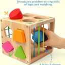 Coogam Wooden Montessori Toys for Toddlers, Shape Sorting Cube Fine Motor Skills Game for Year Old 18 Month+ Baby Boys Girls Gift