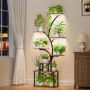 POZILAN Plant Stand Indoor with Grow Light, 8-Tiered Tall Plant Stands for Indoor Plants Multiple, Metal Plant Shelf Display Rack Holder, Flower Stand for Indoor Plants, Living Room, Garden, Patio