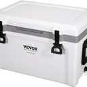 VEVOR Ultra-Light Hard Cooler, Ice Retention Cooler with Heavy Duty Handle, Ice Chest Lunch Box for Camping, Travel, Outdoor, Keeps Cool for up to 6 Days, 30% Lighter Than Rotomolded Coolers (52 QT)