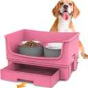 Mess Proof Dog Bowls, No Mess Dog Food and Water Bowl Set, No Spill Pet Feeder with 2 Stainless Steel Bowls for Medium Dogs