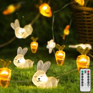 2 x suddus Easter Lights Outdoor, Easter String Lights Battery Operated 12.8ft 40 LED Easter Decorations Indoor